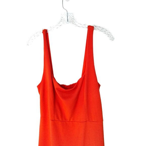 Anthropologie Dress Orange‎ Rich Girl Sleeveless Square Neck Slim Midi Medium - Picture 5 of 11